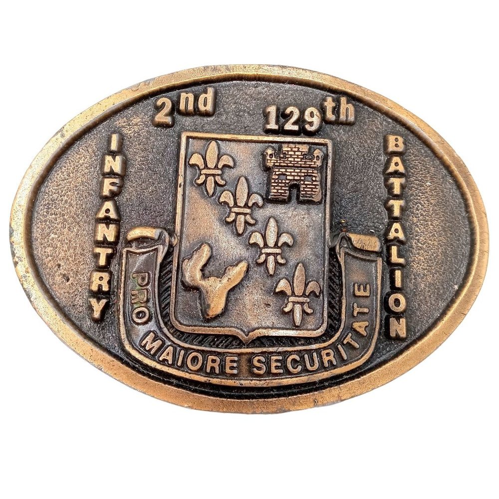 129th Regiment Belt Buckle 2nd Infantry Battalion Fleur De Lis Army Military